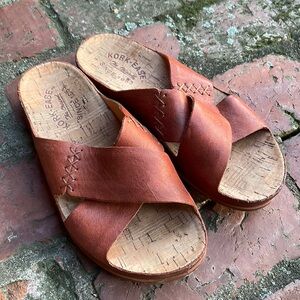 Kork-Ease Amboy Brown Leather Criss Cross Sandals size 7m